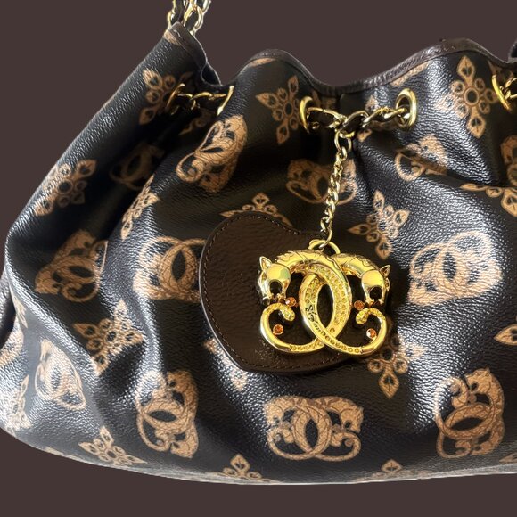 Sharif Shoulder Bag Saffiano Leather Gold Hardware Animal Print Interior NWOT - Picture 2 of 12